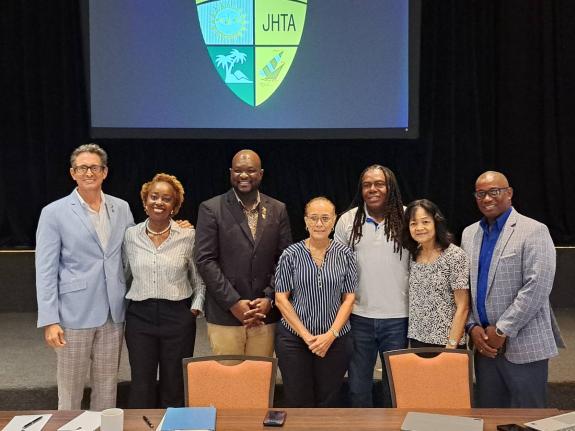 From left: Kyle Mais, second vice-president of the Jamaica Hotel and Tourist Association (JHTA); Nadine Spence, the JHTA’s fourth vice-president; O’Brian Heron, the JHTA’s current president; Evelyn Smith, past president of the JHTA; Lindsay McFarlane