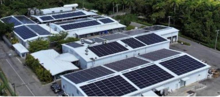 Solar panels pictured in Rubis’ half-year results presentation, in its discussion on Jamaica. Contributed