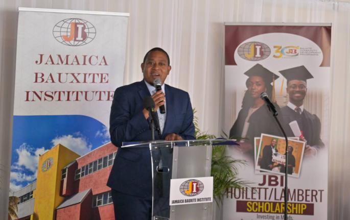 Minister of Agriculture, Fisheries and Mining, Floyd Green, delivers the keynote address during the Jamaica Bauxite Institute (JBI) Hoilett/Lambert Scholarship 2026 Awards Ceremony, held on September 4 at the Terra Nova All-Suite Hotel in St Andrew. – Co