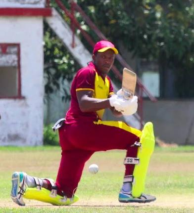 Carlos Brown in action for St Catherine CC at Chedwin Park.