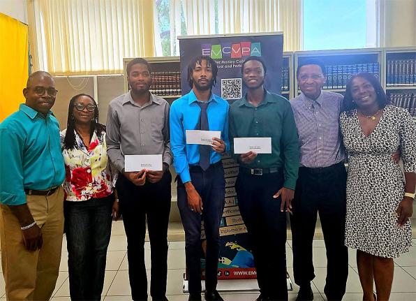 From left: Dr Rodger Williams, dean of the School of Music, Edna Manley College of the Visual and Performing Arts; Melody McDowell, assistant registrar and examinations officer; scholarship recipients Sylvauno Davy, Matthew Harrison and Daniel Brown; James