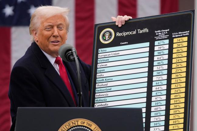 US President Donald Trump speaks during an event to announce new tariffs in the Rose Garden at the White House, April 2, in Washington DC. 