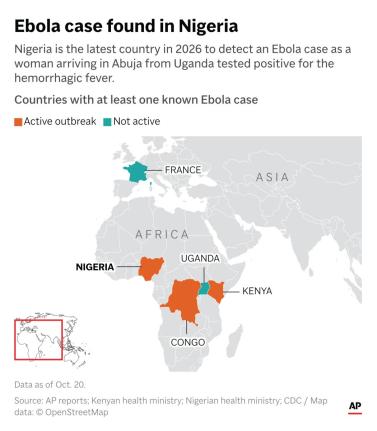 Health officials in Nigeria have found a case of the Ebola virus in Abuja, the nation's capital.