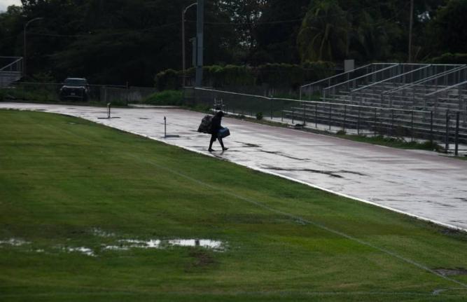 
The field at the Ashenheim Stadium after an ISSA Manning Cup Football game between Jamaica College and Wolmer’s Boys’ School was postponed yesterday.