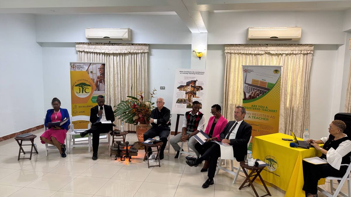 Panellists take part in a Jamaica Teaching Council fireside chat, hosted in observance of World Teachers’ Day yesterday.  The event examined how Jamaica prepares, supports, develops, trusts and values teachers, and explored necessary changes as education
